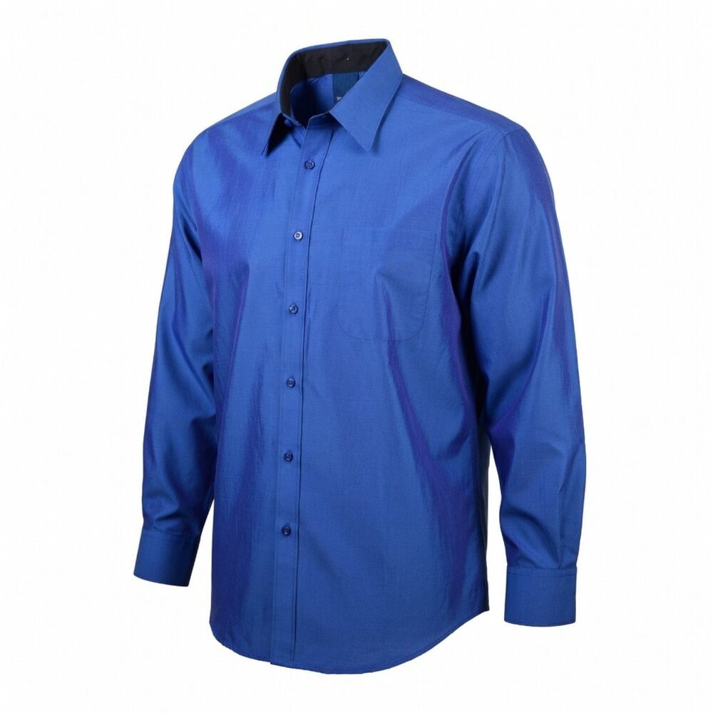 Stanley Adams Men's 17x35 Blue JAKARTA Classic Fit Barrel Cuff Button-Up Shirt